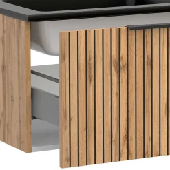 2 Becken Waschkonsole & Spiegel & Schrank - Crystoga (vierteilig)