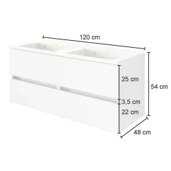 120 cm Badschrank mit Doppel-Waschbecken - Athrin