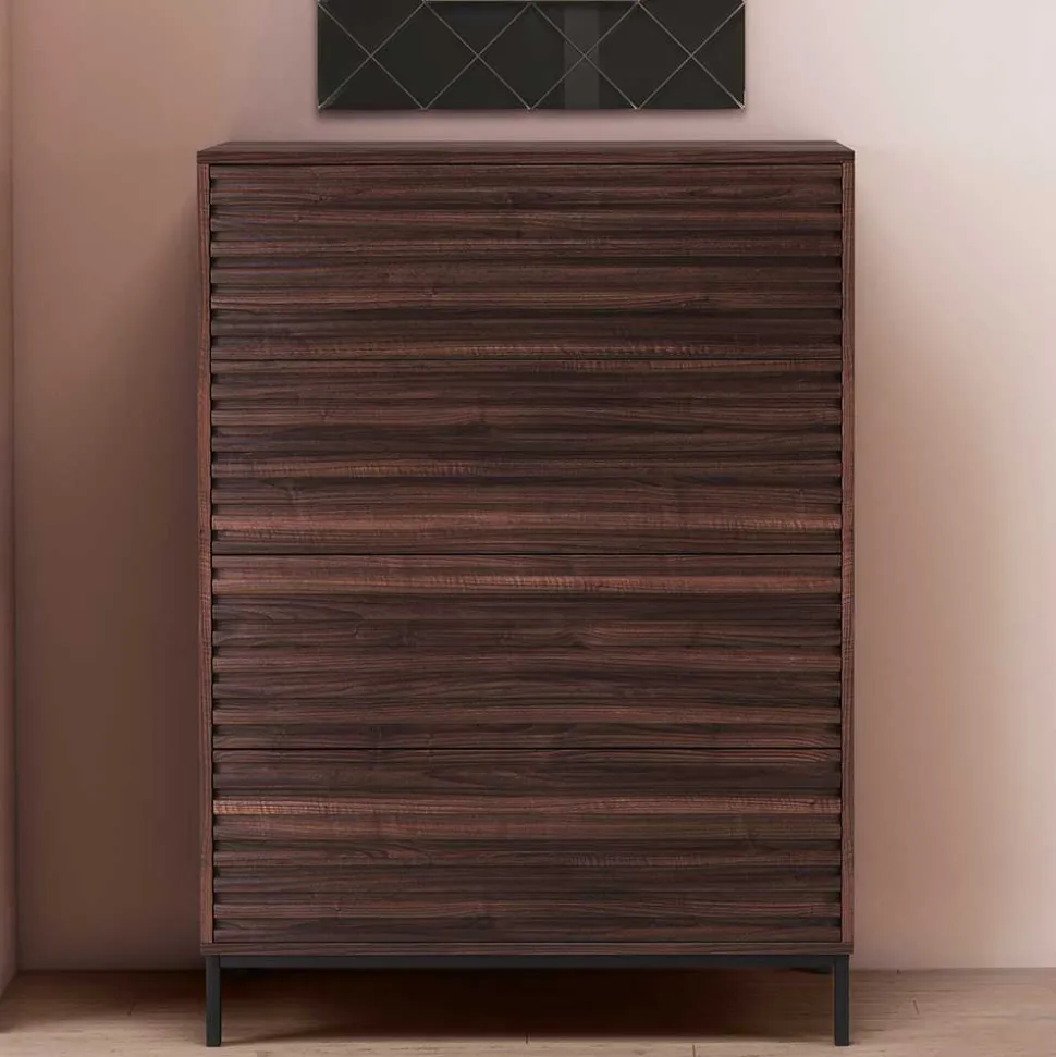 80 cm breite Hochkommode in Walnuss Optik - Teleska