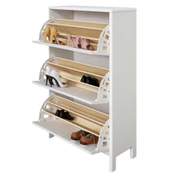 82 cm breite Schuhkommode in Weiß gewachst - Oranias