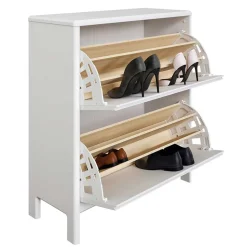 82 cm breite Schuhkommode in Weiß gewachst - Oranias