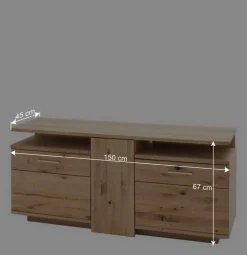 150 cm breite TV Kommode in Eiche Bianco - Crokas