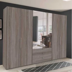 300 cm breiter Falttürenschrank in Holzoptik dunkel - Riding