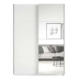 150 cm breiter Kleiderschrank mit Schiebetüren in Weiß - Juleste