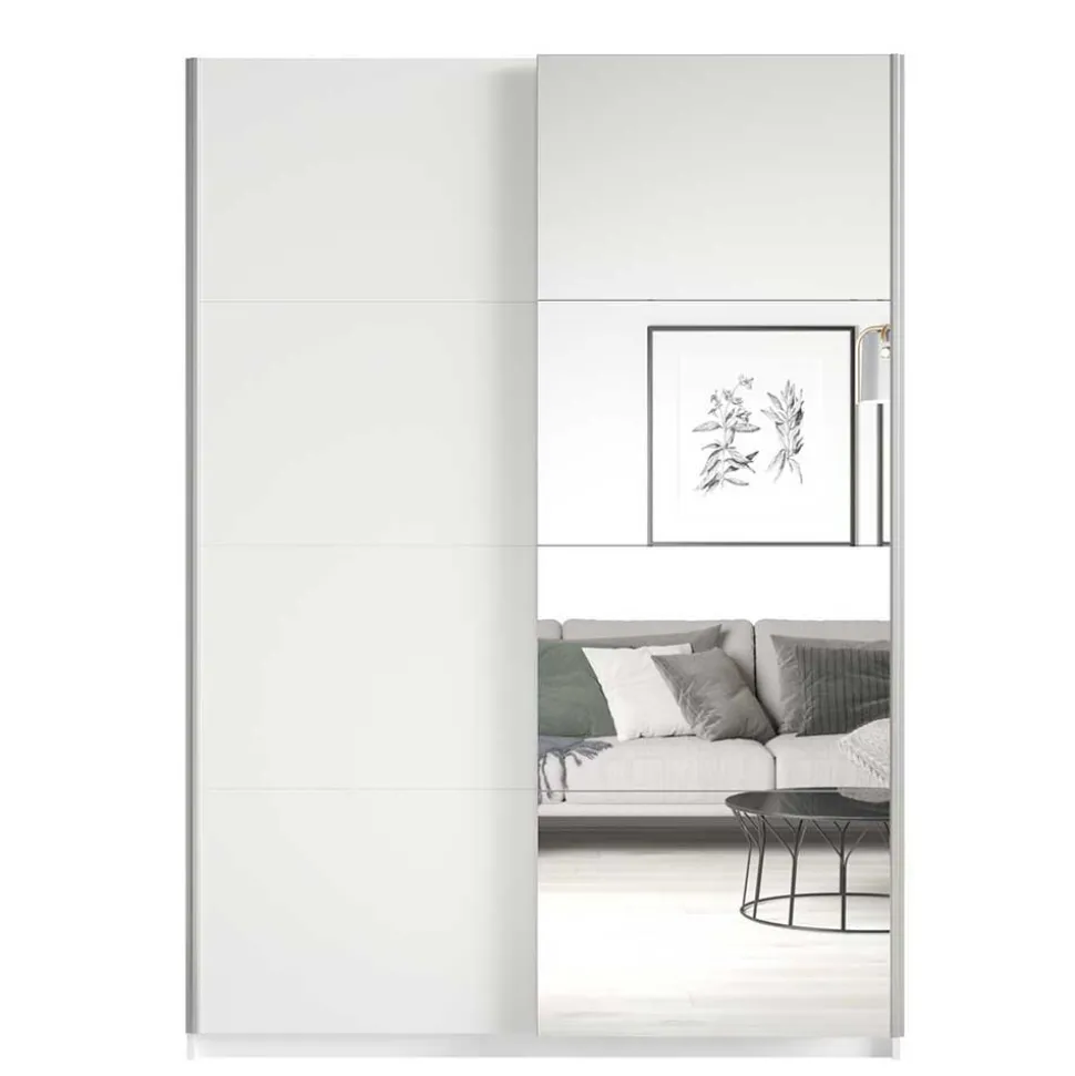150 cm breiter Kleiderschrank mit Schiebetüren in Weiß - Juleste