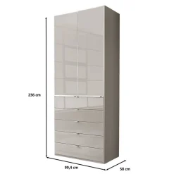 100 cm breiter Schlafzimmerschrank in Hellgrau - Nucina