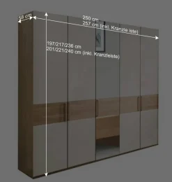 250 cm breiter Schlafzimmerschrank mit 5 Türen - Emdsiva III