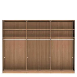 300 cm breiter Schwebetürenschrank mit Glas Beige - Nikoba