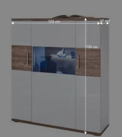 120 cm breites Highboard in Weiß Glanz - Icadro II