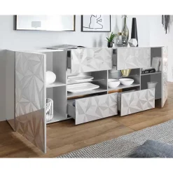 241 cm breites Sideboard in Weiß HG - Vovasoma