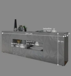 241 cm breites Sideboard in Weiß HG - Vovasoma