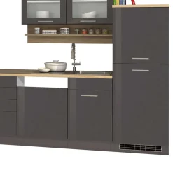 340 cm Einbauküche Zeile in Grau - Bozenia (zwölfteilig)