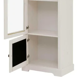 180 cm hohe Landhausvitrine in Weiß mit Beige - Isvair I