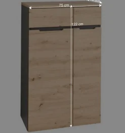 122 cm hoher Aktenschrank mit zwei Türen - Kuetra