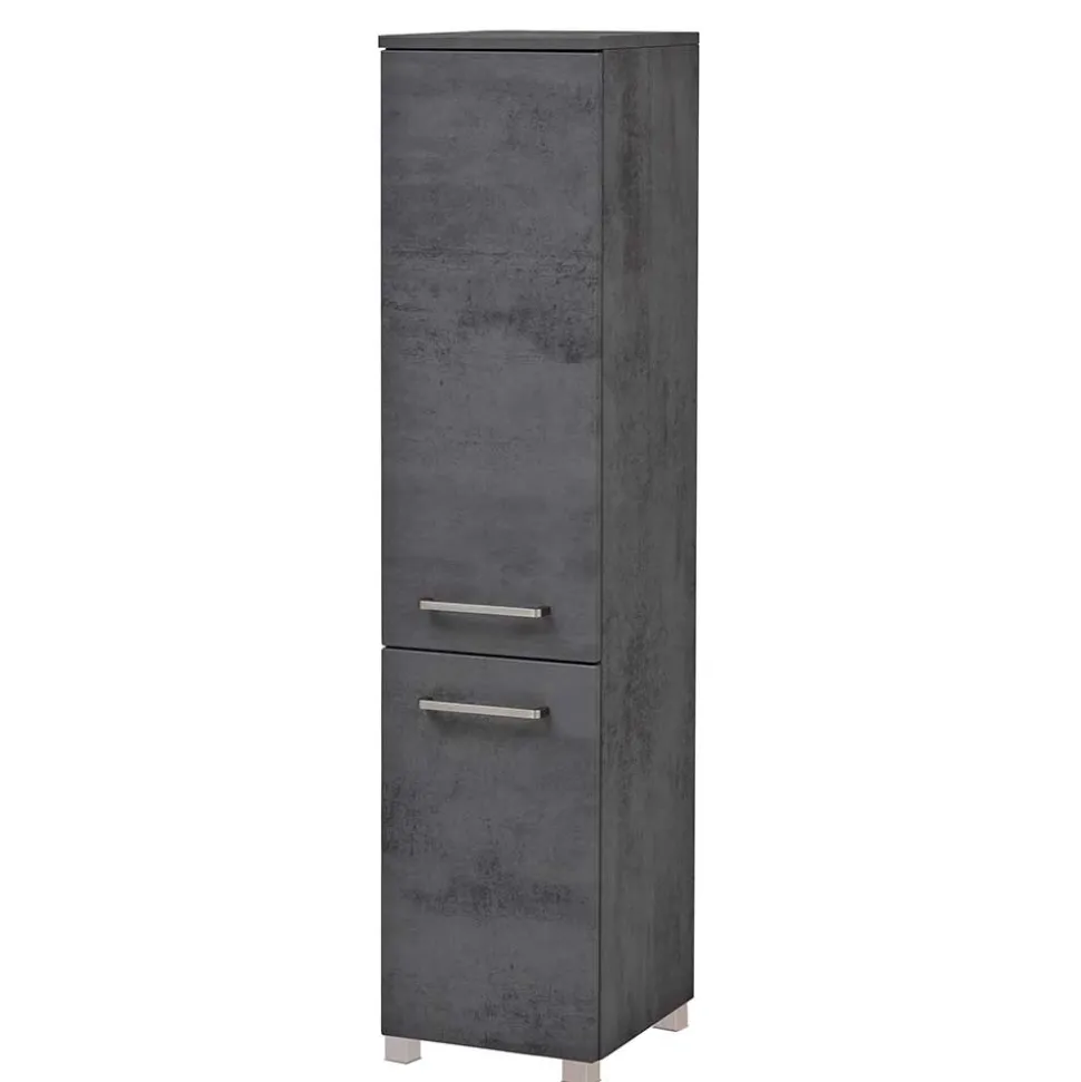 135 cm hoher Bad Midischrank in dunklem Grau - Dastroz