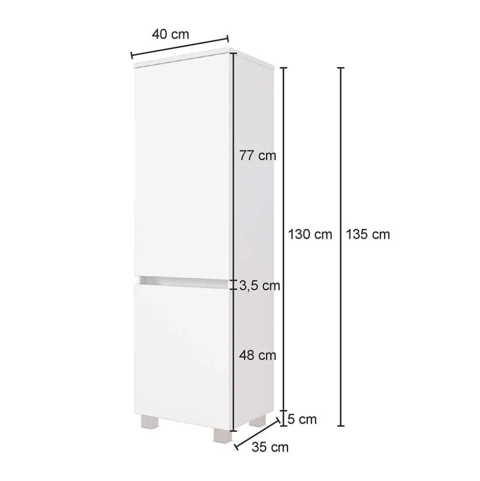 135 cm hoher Bad Schrank mit zwei Türen - Endely