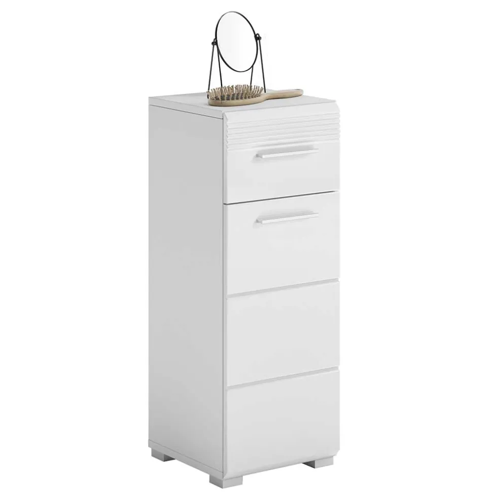 79 cm hoher Bad Unterschrank in Weiß Hochglanz - Whale