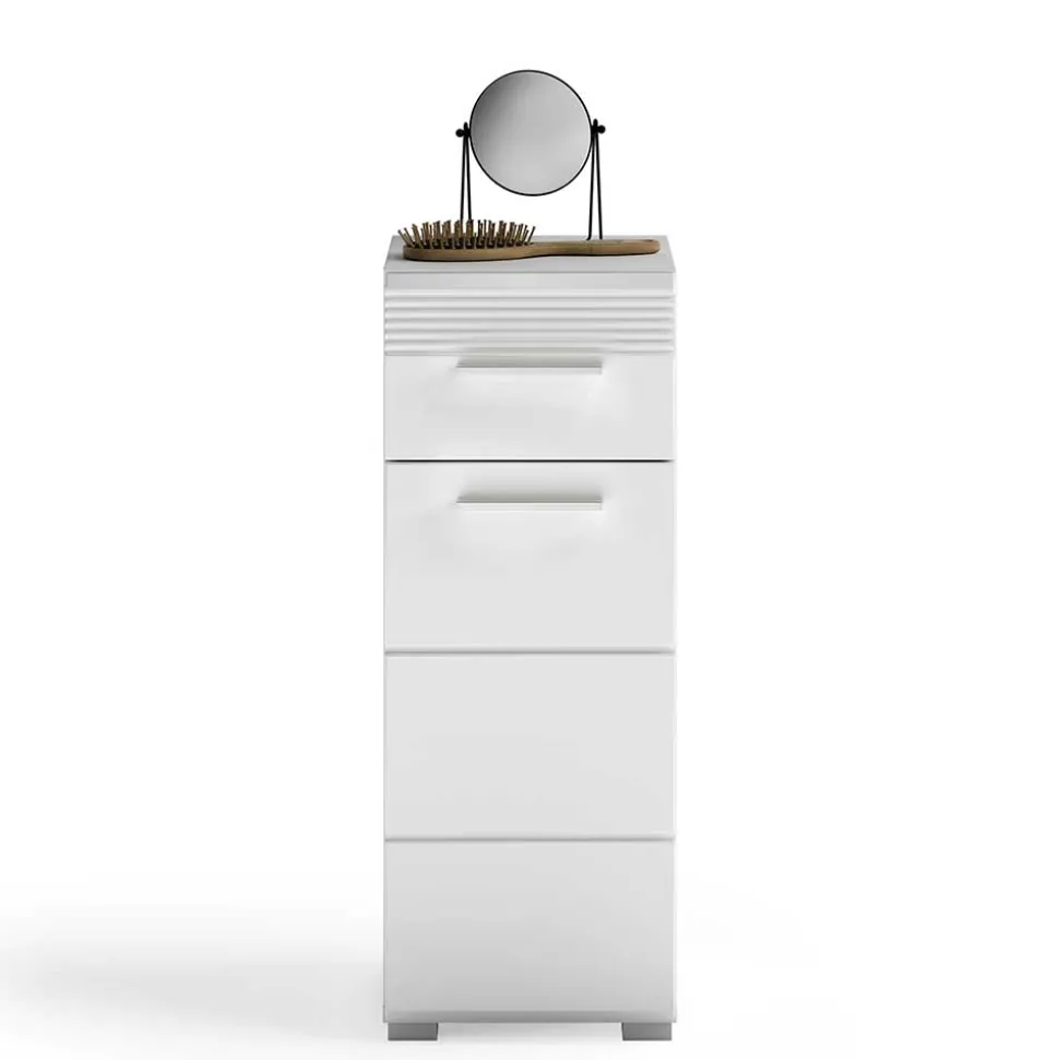 79 cm hoher Bad Unterschrank in Weiß Hochglanz - Whale