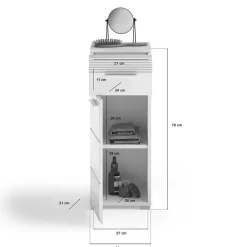 79 cm hoher Bad Unterschrank in Weiß Hochglanz - Whale