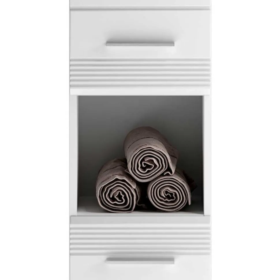 182 cm hoher Badschrank in Weiß Hochglanz - Whale