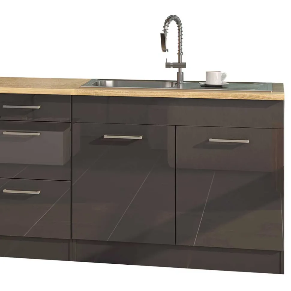 290 cm Küchenmöbel Set in Grau - Bozenia (achtteilig)