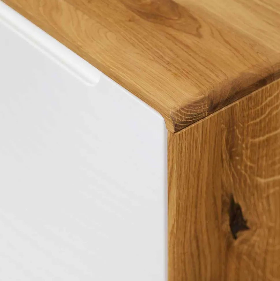 220 cm langes TV Lowboard in Wildeiche mit Weiß - Diesta I