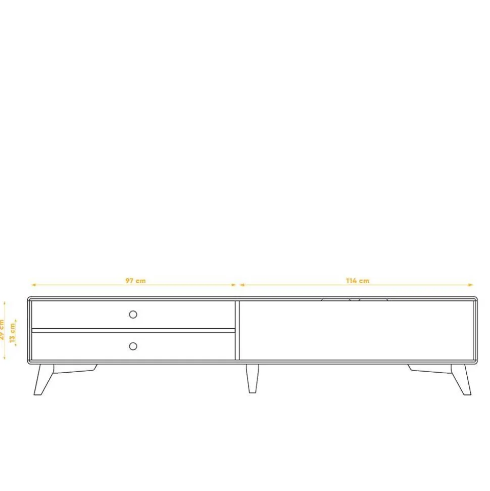 220 cm langes TV Lowboard in Wildeiche mit Weiß - Diesta I