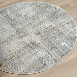 120 cm Runder Teppich in Hellgrau & Creme - Cranoz