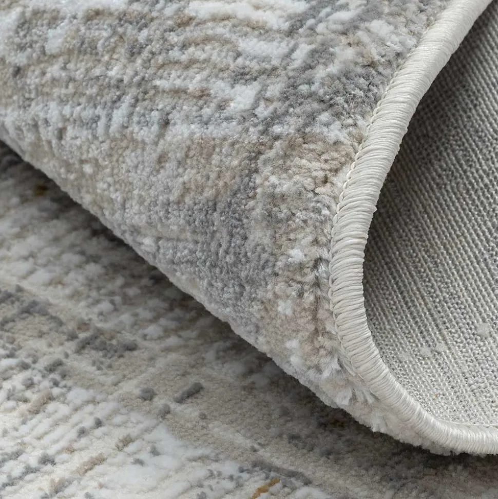 120 cm Runder Teppich in Hellgrau & Creme - Cranoz