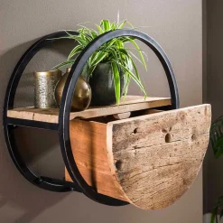 50 cm rundes Hängeregal mit einer Schublade - Malte