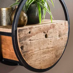 50 cm rundes Hängeregal mit einer Schublade - Malte