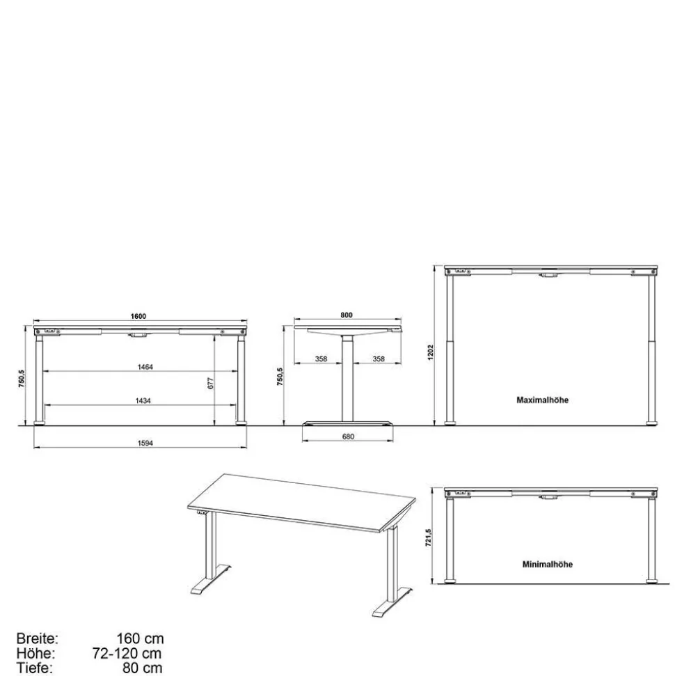 160 cm Schreibtisch & Regal Kombi - Tila (zweiteilig)