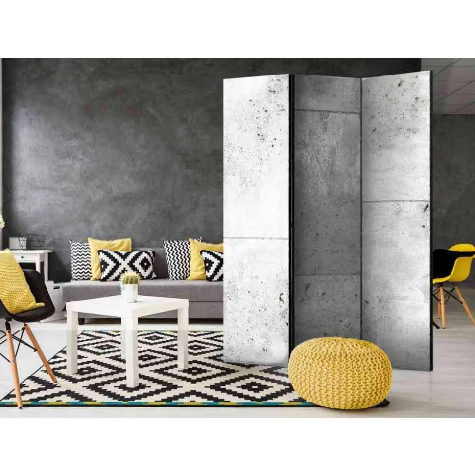 3 Elemente Paravent Sichtschutz Betonwand - Gremas
