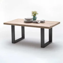 5 Größen Esstisch mit Massivholzplatte - Astalgo