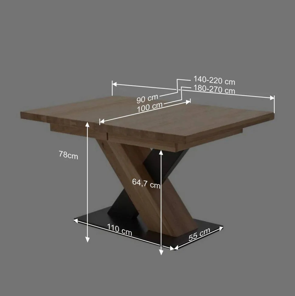 2 Größen X Säulentisch mit Auszugsfunktion - Cisterna