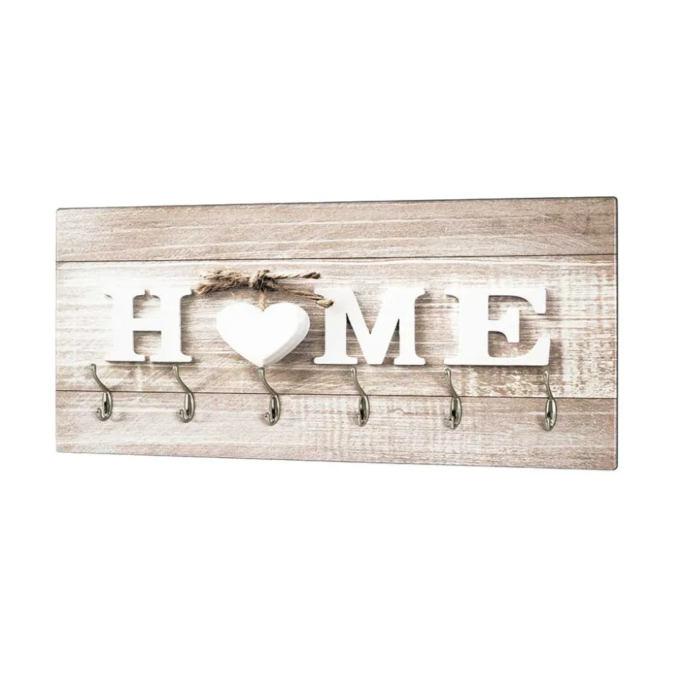 6 Haken MDF Garderobe mit Home Druck - Cacirella