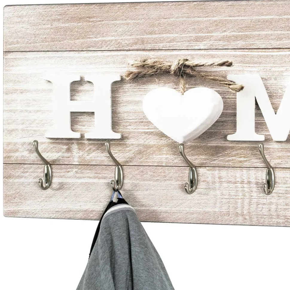 6 Haken MDF Garderobe mit Home Druck - Cacirella