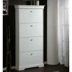 4 Klappen Schuhschrank in Weiß - Zarinas