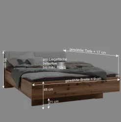 2 Personen Bettgestell aus Kernbuche massiv - Krofun
