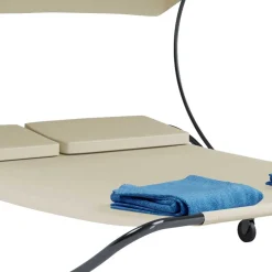 2 Personen Gartenliege in Creme und Schwarz - Enkolu