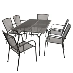 6 Personen Gartentischgruppe Set - Tyago (siebenteilig)