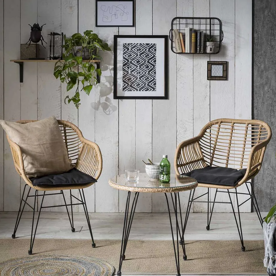 2 Personen Sitzgarnitur aus Kunstrattan - Vasteca (dreiteilig)