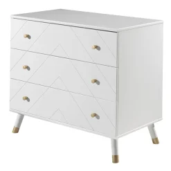 3 Schubladen Kommode in Weiß & Gold - Zimventa