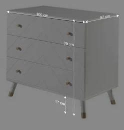 3 Schubladen Kommode in Weiß & Gold - Zimventa