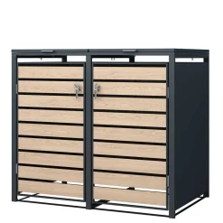 2 Tonnen Mülltonnenbox in Anthrazit & Holzoptik - Rodicca