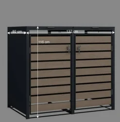 2 Tonnen Mülltonnenbox in Anthrazit & Holzoptik - Rodicca