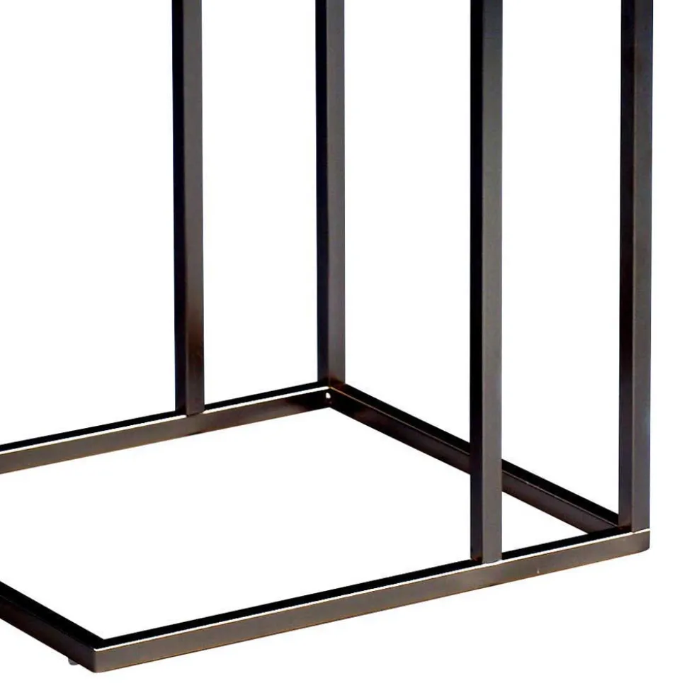 Ablagetisch in Schwarz Weiß Hochglanz Chene mit offenem Bügelgestell Metall