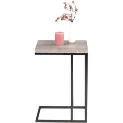 Ablagetisch mit Beton Dekor Symatra & offenem Bügelgestell Schwarz