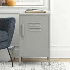 Abschließbare Türen-Kommode im Spind Look - Melanje