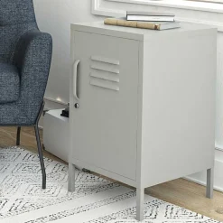 Abschließbare Türen-Kommode im Spind Look - Melanje